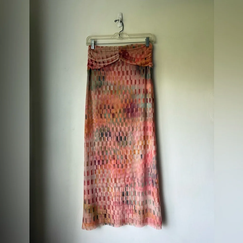 Misa Froma Crop Tank + Bruna Maxi Skirt Mesh Disco Matrix Coord Matching Set S